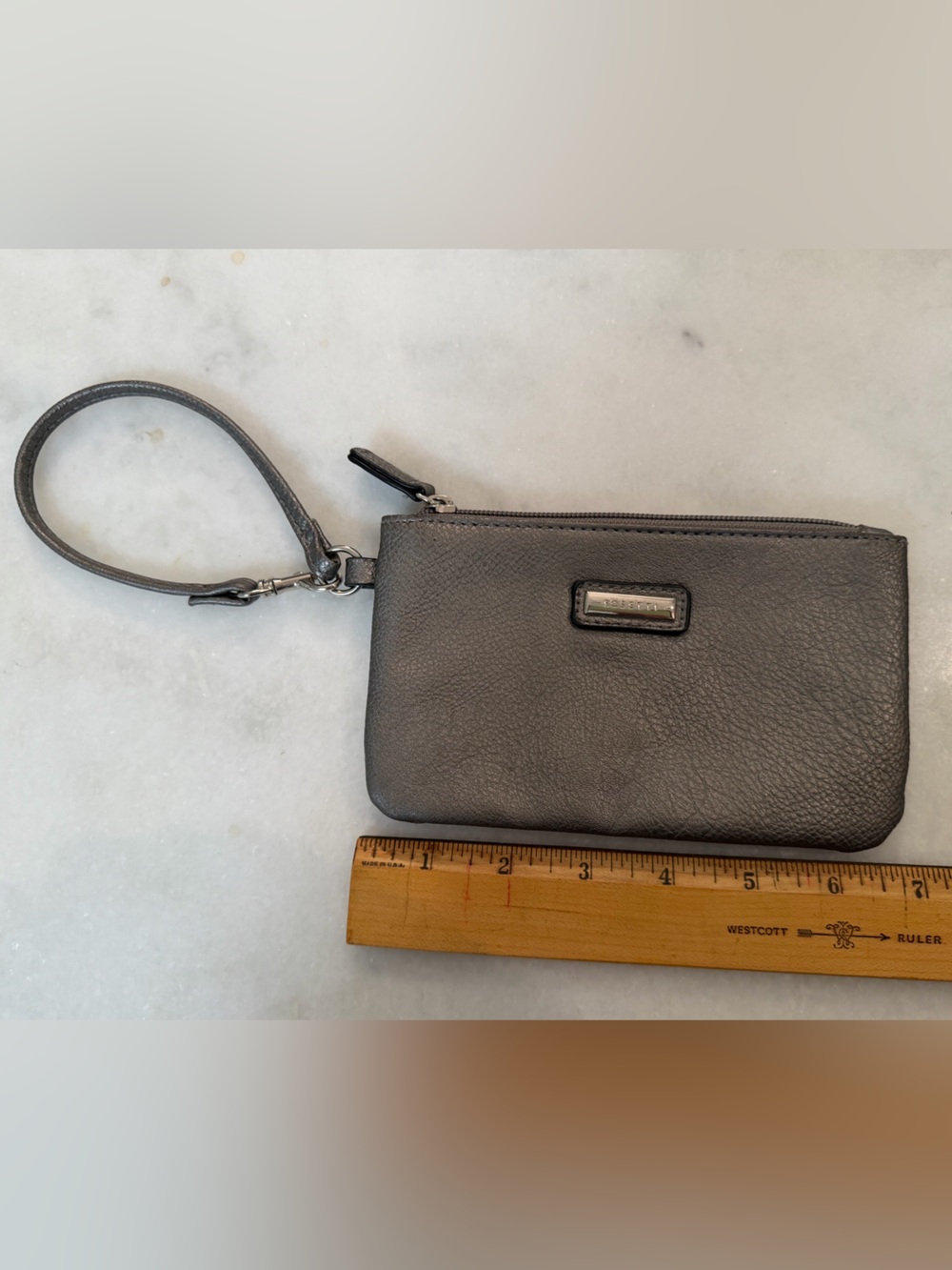 Gray Vegan Leather Wristlet Wallet - Women's Handbag